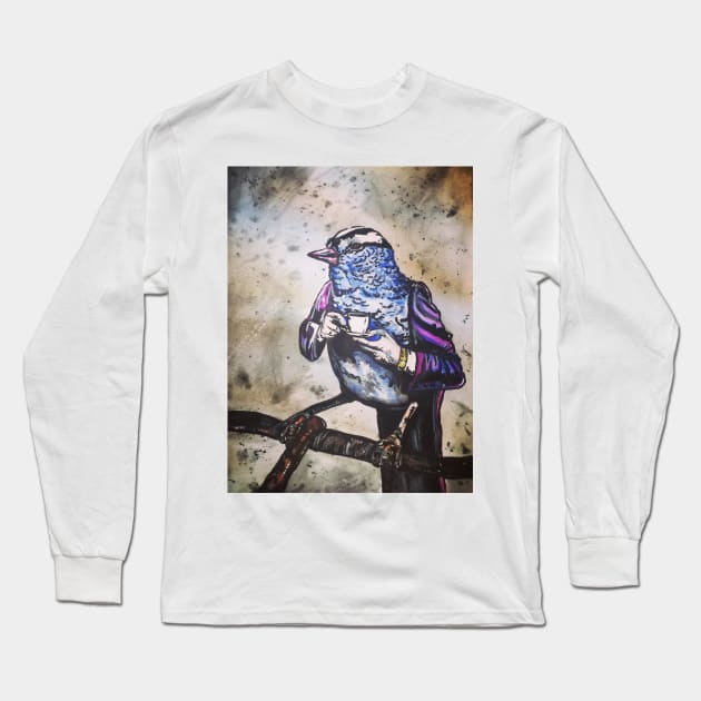 Tea party Bird Long Sleeve T-Shirt by Narcissist Artwork